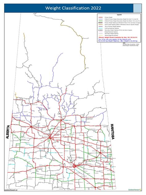 sask highways weight restrictions map